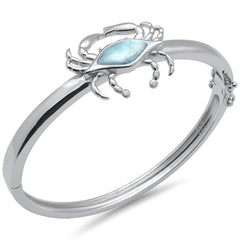 Sterling Silver Crab Natural Larimar Bangle Bracelet