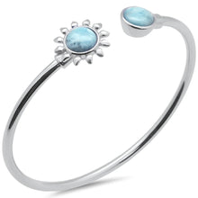 Load image into Gallery viewer, Sterling Silver Natural Larimar Sunflower Cuff Bracelet