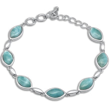 Load image into Gallery viewer, Sterling Silver Marquise Natural Larimar Bracelet