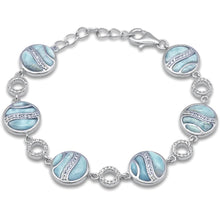 Load image into Gallery viewer, Sterling Silver Natural Larimar And CZ Bracelet