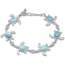 Load image into Gallery viewer, Sterling Silver Oval Shaped Natural Larimar And CZ Bracelet