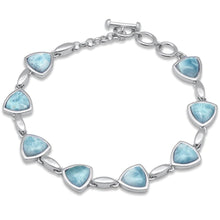 Load image into Gallery viewer, Sterling Silver Trillion Shaped Natural Larimar Bracelet