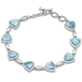 Sterling Silver Trillion Shaped Natural Larimar Bracelet