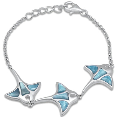 Sterling Silver Natural Larimar Stingray Bracelet