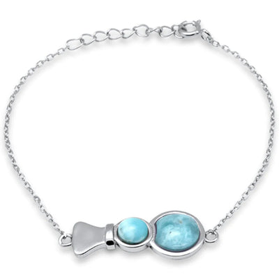 Sterling Silver Natural Larimar Adjustable Bracelet