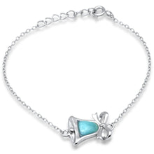Load image into Gallery viewer, Sterling Silver Bell With Ribbon Natural Larimar Adjustable Bracelet