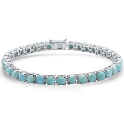Sterling Silver Natural Round Larimar Bracelet