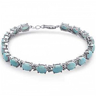 Sterling Silver Oval Larimar Bracelet
