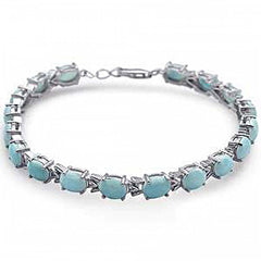 Sterling Silver Oval Larimar Bracelet