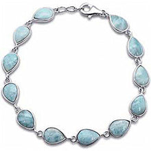 Load image into Gallery viewer, Sterling Silver Pear Shape Natural Larimar Bracelet