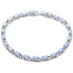 Sterling Silver Oval White Opal Silver Bracelet Sterling SilverAndWidth 3mm
