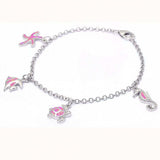 Sterling Silver Pink Opal Sea Horse Turtle Fish and Starfish Bracelet