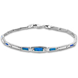 Sterling Silver Bezel Style Blue Opal  BraceletAndWidth 5mm