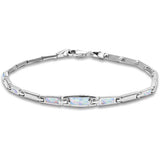 Sterling Silver White Opal BraceletAnd Thickness 6mm