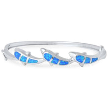 Load image into Gallery viewer, Sterling Silver Blue Opal Dolphin Bangle Bracelet