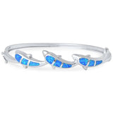 Sterling Silver Blue Opal Dolphin Bangle Bracelet