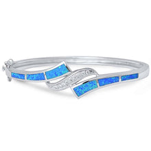 Load image into Gallery viewer, Sterling Silver Blue Opal And CZ Infinity Bangle Bracelet