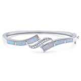 Sterling Silver White Opal and Cz Stones BangleAndWidth 60mm