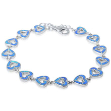 Load image into Gallery viewer, Sterling Silver Blue Opal Heart Bracelet