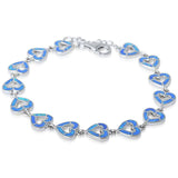 Sterling Silver Blue Opal Heart Bracelet