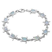 Load image into Gallery viewer, Sterling Silver White Opal Turtle Silver Bracelet