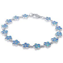 Load image into Gallery viewer, Sterling Silver Blue Opal Plumeria Bracelet