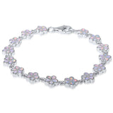 Sterling Silver White Opal Plumeria Bracelet