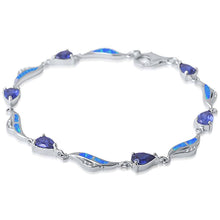 Load image into Gallery viewer, Sterling Silver Tanzanite And Blue Opal Bracelet With CZ StonesAnd Length 7inchAnd Width 10.6mm