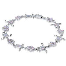 Load image into Gallery viewer, Sterling Silver White Opal Plumeria and Turtle Silver Bracelet