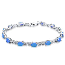 Load image into Gallery viewer, Sterling Silver Oval Blue Opal Infinity BraceletAnd Length 6.5inchAnd Width 4mm