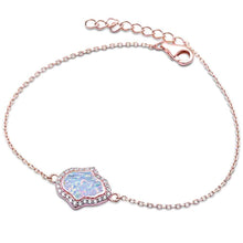 Load image into Gallery viewer, Sterling Silver Rose Gold Plated White Opal and Cubic Zirconia Hamsa Silver Bracelet with CZ StonesAndWidth 14mm
