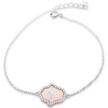 Load image into Gallery viewer, Sterling Silver White Opal and Cubic Zirconia Hamsa Silver Bracelet with CZ StonesAndWidth 14mm