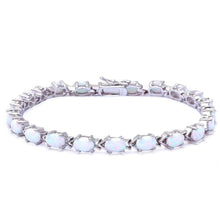 Load image into Gallery viewer, Sterling Silver Oval White Opal  BraceletAnd Width 4mm