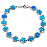 Sterling Silver Blue Opal Flower Bracelet