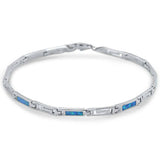 Sterling Silver Blue Opal Greek Key Bracelet