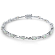 Load image into Gallery viewer, Sterling Silver Oval White Opal and Cz Bracelet