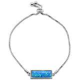 Sterling Silver Blue Opal Bar Bracelet