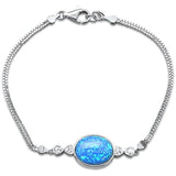 Sterling Silver New Blue Opal Oval Bracelet