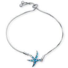 Load image into Gallery viewer, Sterling Silver Blue Opal Star Fish Adjustable Toggle Bola Bracelet - silverdepot