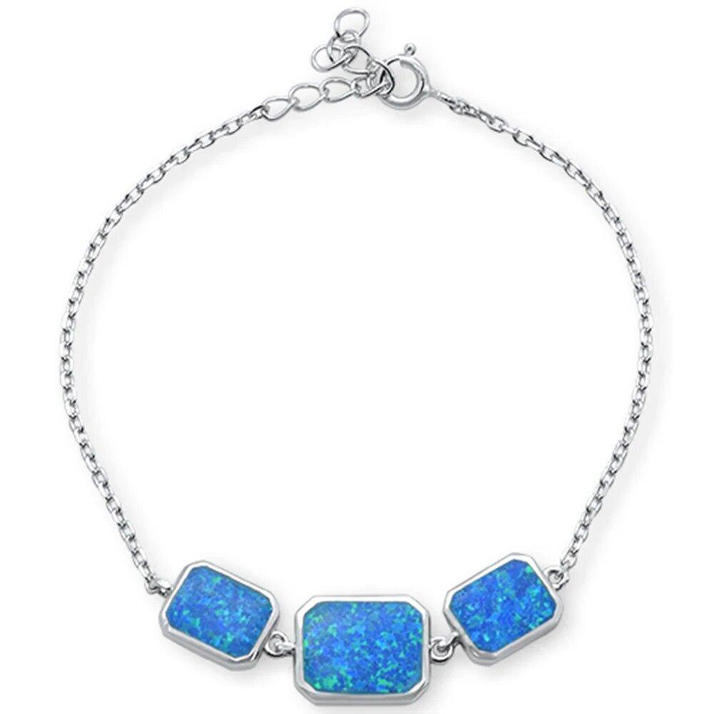 Sterling Silver Blue Opal Bracelet - silverdepot