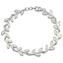 Load image into Gallery viewer, Sterling Silver White Opal Leaf Design Bracelet - silverdepot