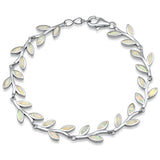 Sterling Silver White Opal Leaf Design Bracelet