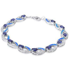 Load image into Gallery viewer, Sterling Silver \r\nTanzanite and Blue Opal Bracelet AndLength 7InchesAndWidth 8mm
