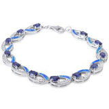 Sterling Silver \r\nTanzanite and Blue Opal Bracelet AndLength 7InchesAndWidth 8mm