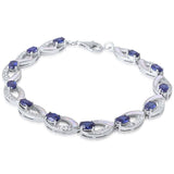 Sterling Silver\r\nTanzanite and White Opal Bracelet AndLength 7InchesAndWidth 8mm
