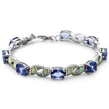 Load image into Gallery viewer, Sterling Silver Oval Tanzanite and White Opal .925 BraceletAnd Width 7.20mm