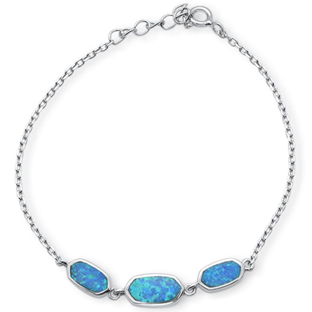 Sterling Silver New Blue Opal Design Bracelet - silverdepot