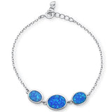 Sterling Silver Oval Blue Opal Design Bracelet