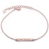 Sterling Silver Rose Gold Plated Engraved 'Love Forever' Bar Bracelet