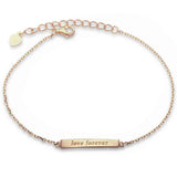 Sterling Silver Yellow Gold Plated Engraved 'Love Forever' Bar Bracelet
